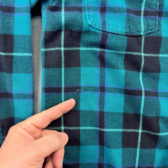 Quicksilver Flannel Shirt Men Medium Blue Plaid Long Sleeve Button Up Y2K Skater - Picture 5 of 8